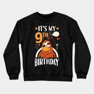 It's My 9th Birthday Sloth Crewneck Sweatshirt